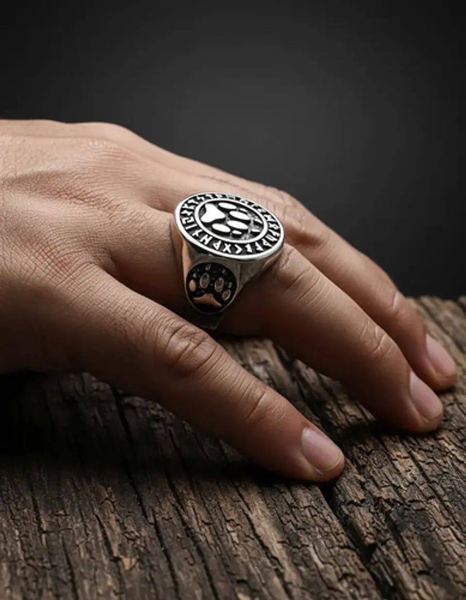 Anillo Para Hombre Mujer Con Garra Lobo Vikingo Color Plata 9