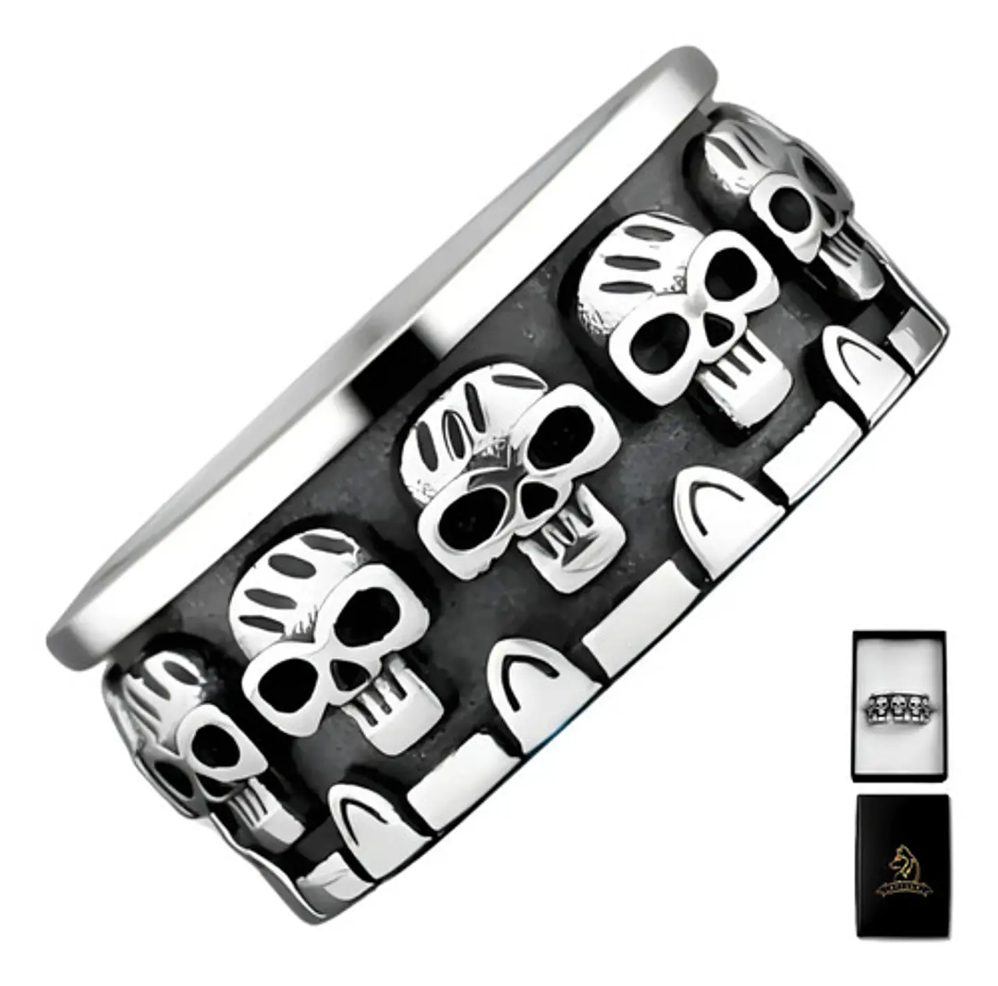 Anillo Argolla Para Hombre Cráneo Calavera Acero Color Plata 1