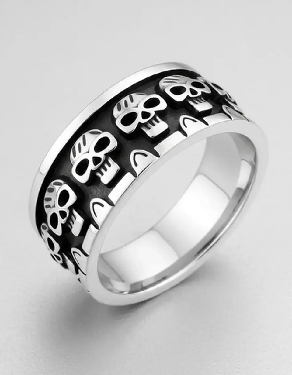 Anillo Argolla Para Hombre Cráneo Calavera Acero Color Plata 4