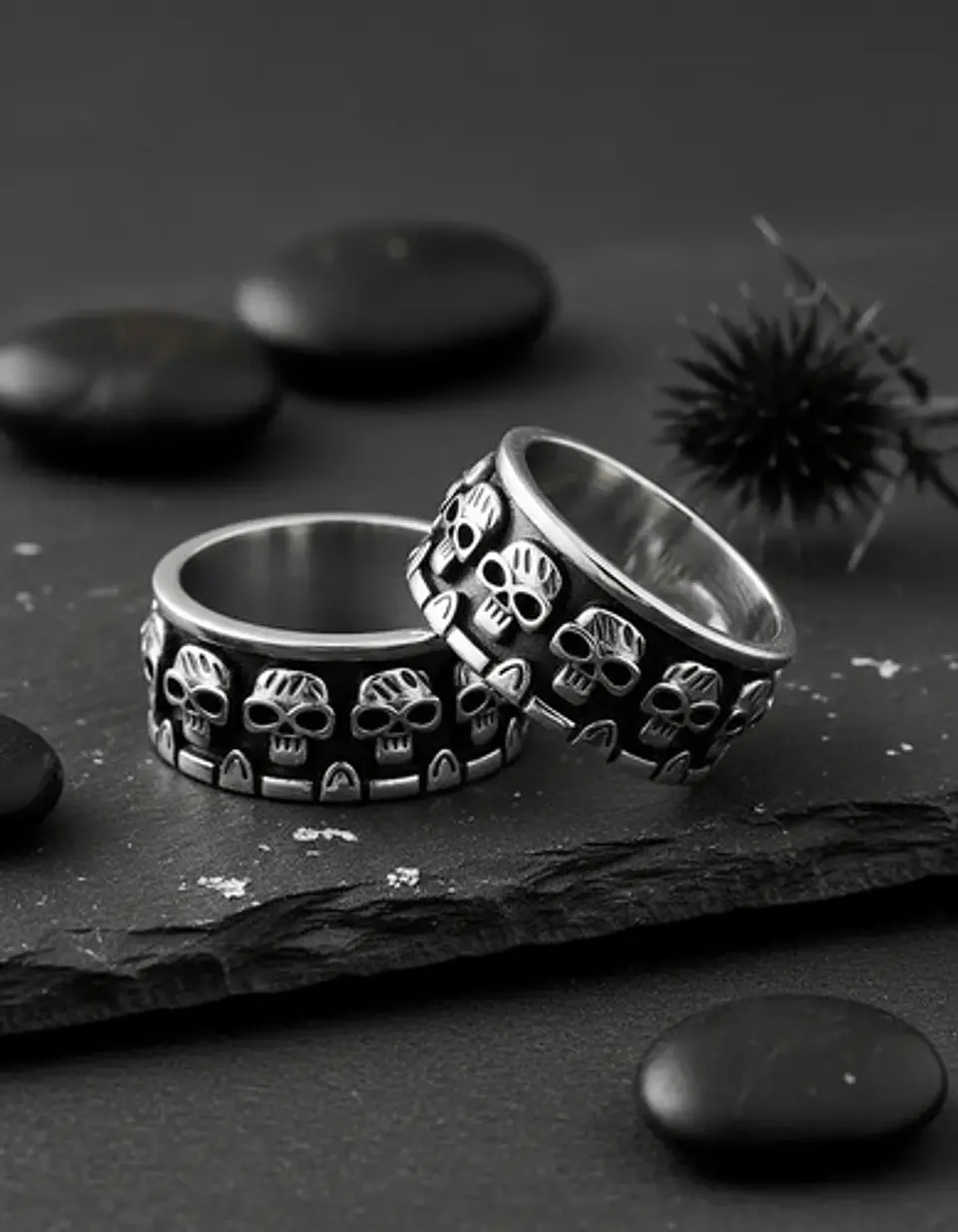 Anillo Argolla Para Hombre Cráneo Calavera Acero Color Plata 7