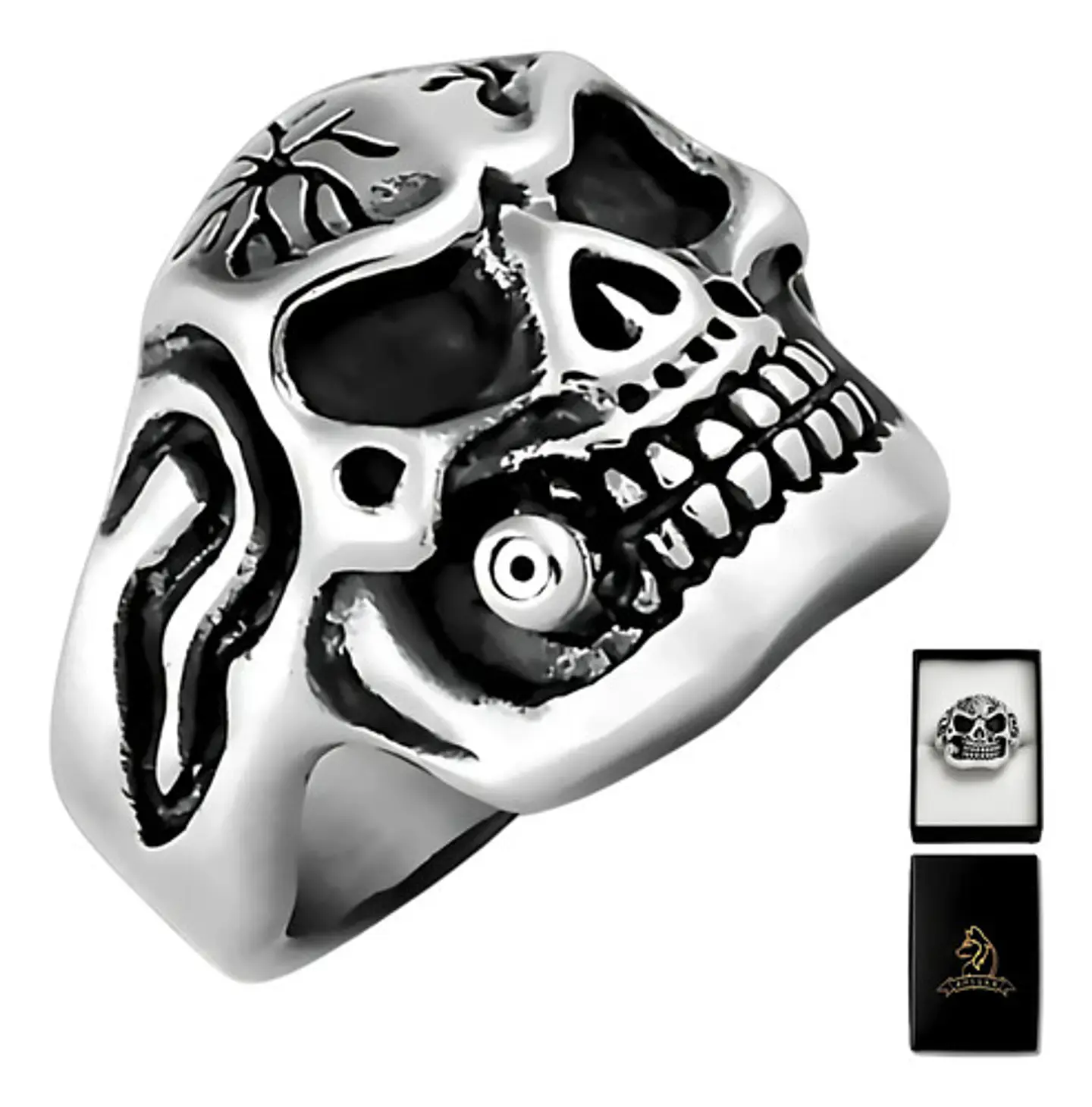 Anillo Gótico Cráneo Calavera Punk Acero Color Plata Hombre 1