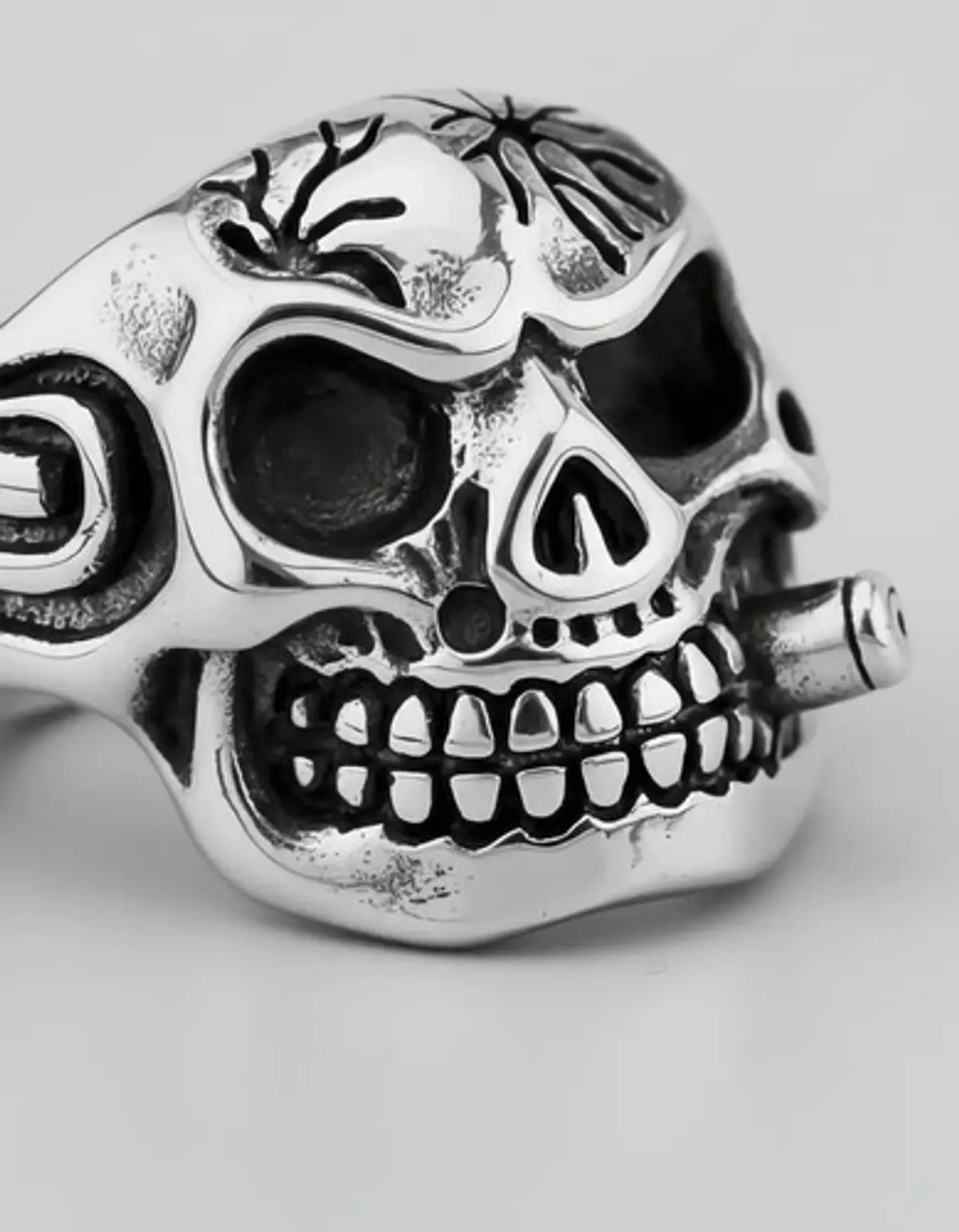 Anillo Gótico Cráneo Calavera Punk Acero Color Plata Hombre 7