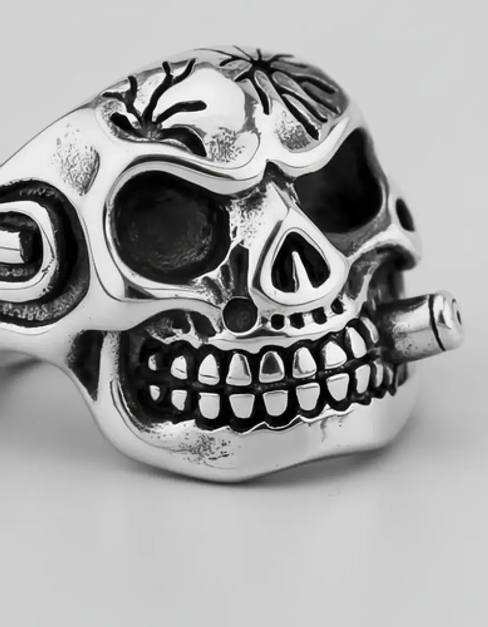 Anillo Gótico Cráneo Calavera Punk Acero Color Plata Hombre 7