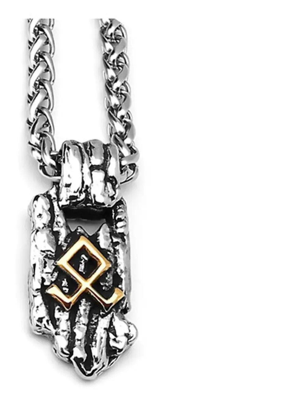 Collar Dije Rustico Runa Vikingo Acero Color Plata Hombre 3