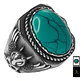 Anillo Acero Piedra Buho Craneo Rustico Color Plata Hombre - Miniatura 1