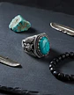 Anillo Acero Piedra Buho Craneo Rustico Color Plata Hombre - Miniatura 7