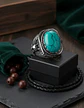 Anillo Acero Piedra Buho Craneo Rustico Color Plata Hombre - Miniatura 8