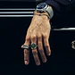 Anillo Acero Piedra Buho Craneo Rustico Color Plata Hombre - Miniatura 9