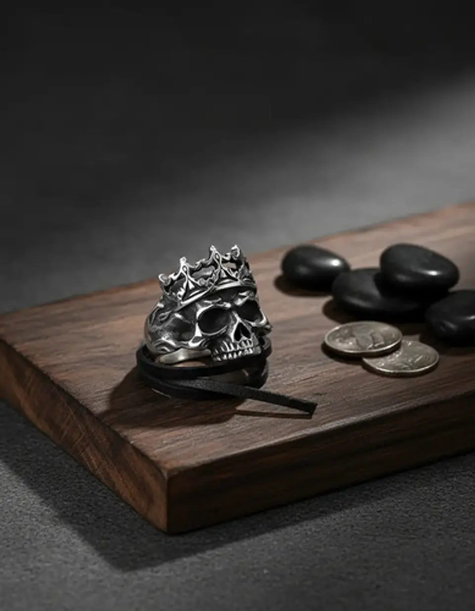 Anillo Rey Calavera Cráneo Skull Color Plata De Acero Hombre 4