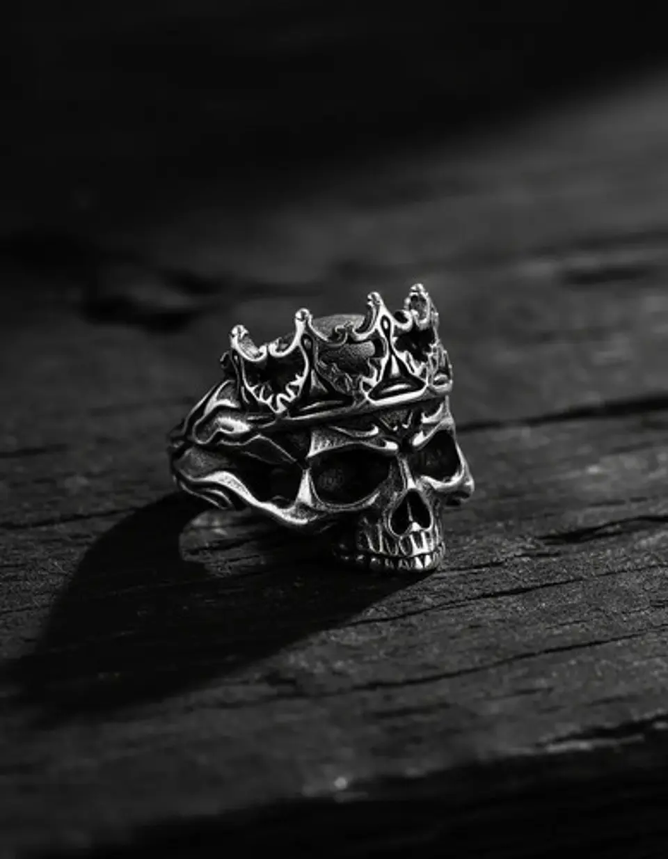 Anillo Rey Calavera Cráneo Skull Color Plata De Acero Hombre 5