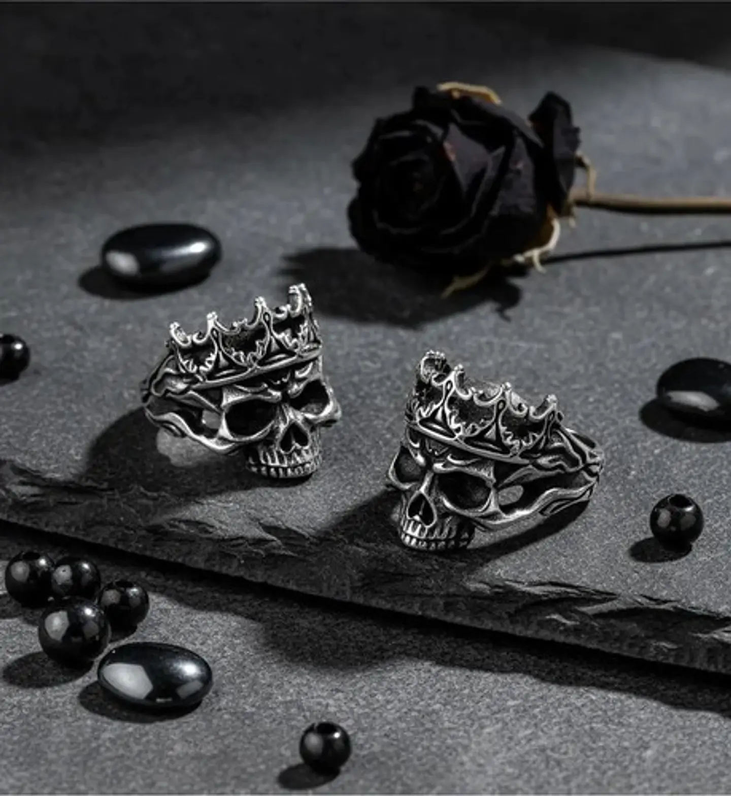 Anillo Rey Calavera Cráneo Skull Color Plata De Acero Hombre 7