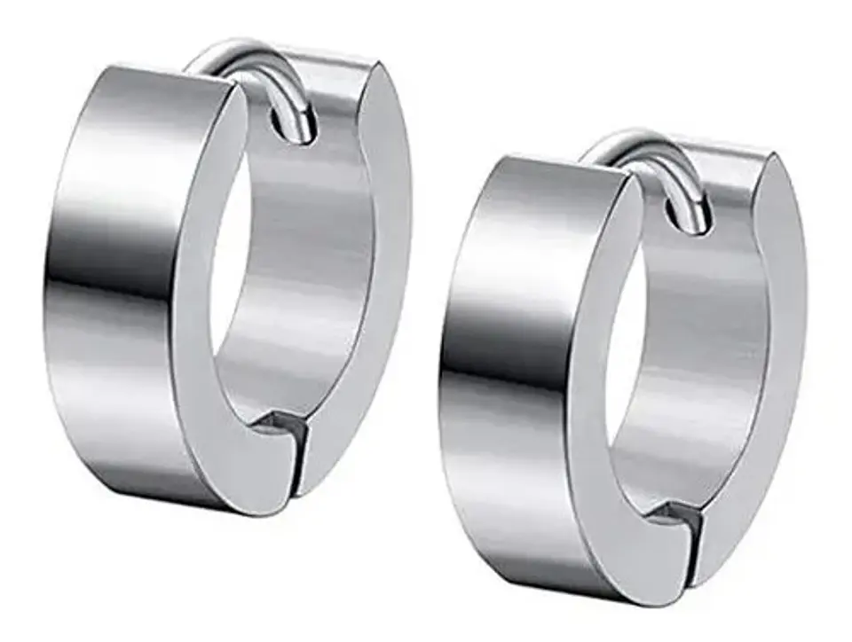 Aretes Pendientes Candongas Cruz Acero Inoxidable Hombre 5