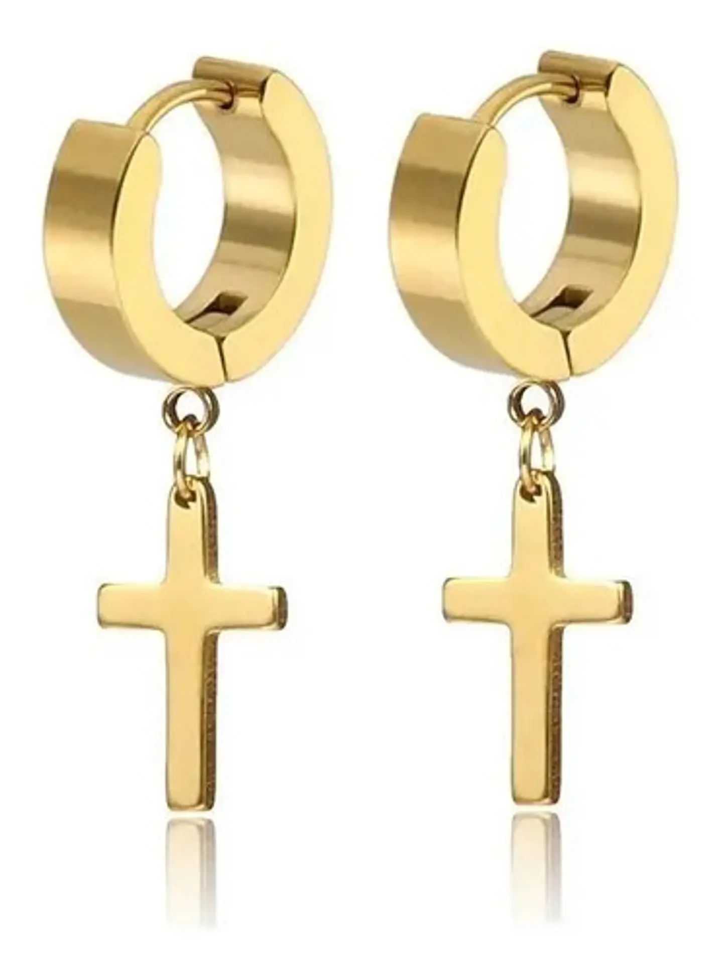 Aretes Pendientes Candongas Cruz Acero Inoxidable Hombre 9