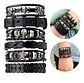 Pulsera Manillas Brazalete Cuero Genuino Skull Biker Hombre - Miniatura 1