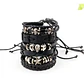 Pulsera Manillas Brazalete Cuero Genuino Skull Biker Hombre - Miniatura 3
