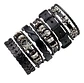 Pulsera Manillas Brazalete Cuero Genuino Skull Biker Hombre - Miniatura 5