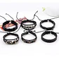 Pulsera Manillas Brazalete Cuero Genuino Skull Biker Hombre - Miniatura 6