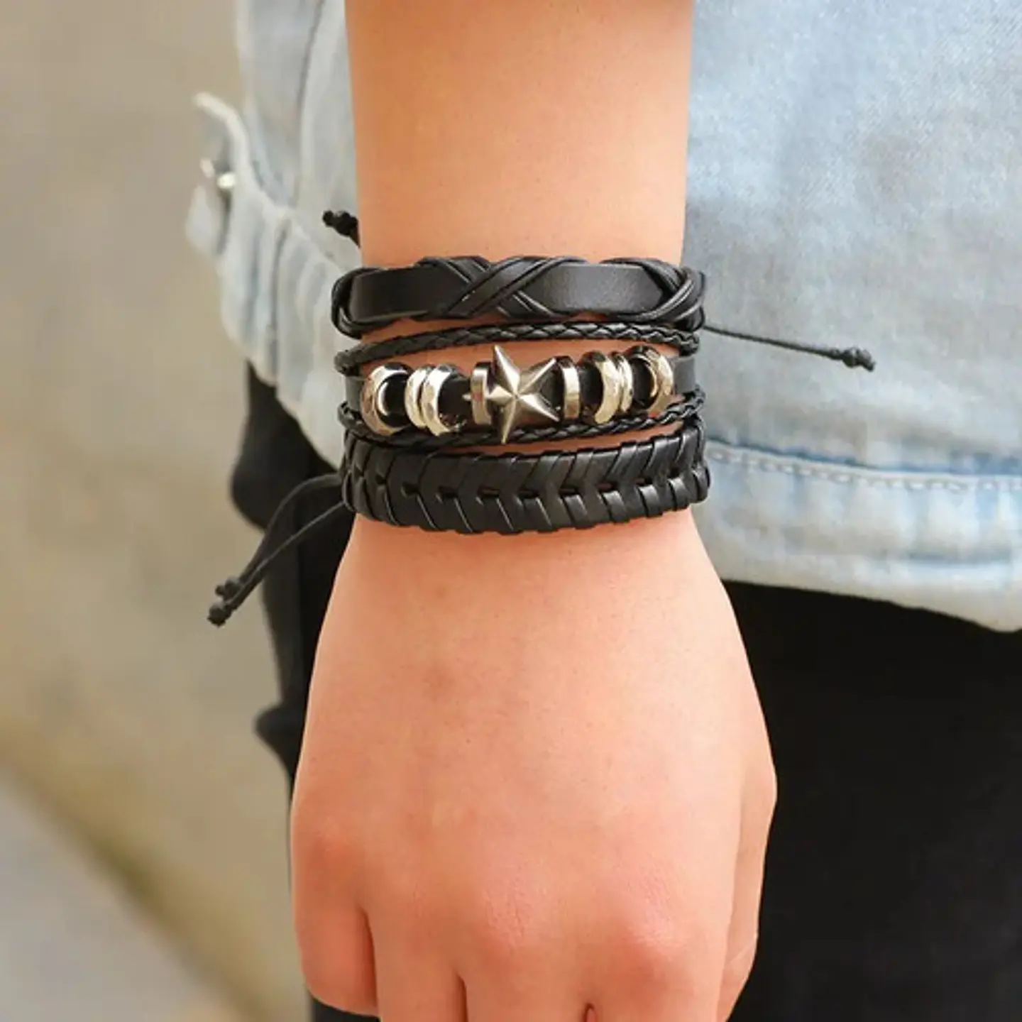 Pulsera Manillas Brazalete Cuero Genuino Skull Biker Hombre 7