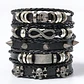 Pulsera Manillas Brazalete Cuero Genuino Skull Biker Hombre - Miniatura 9