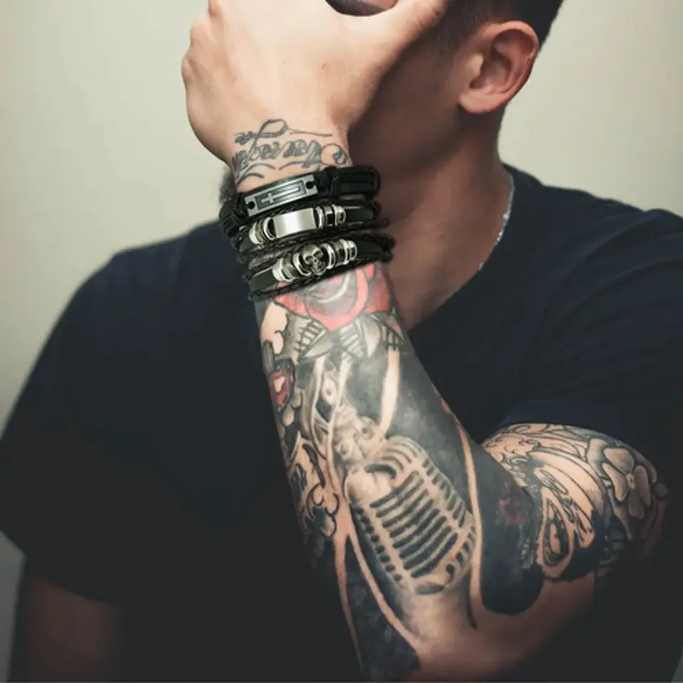 Pulsera Manillas Brazalete Cuero Genuino Skull Biker Hombre 16