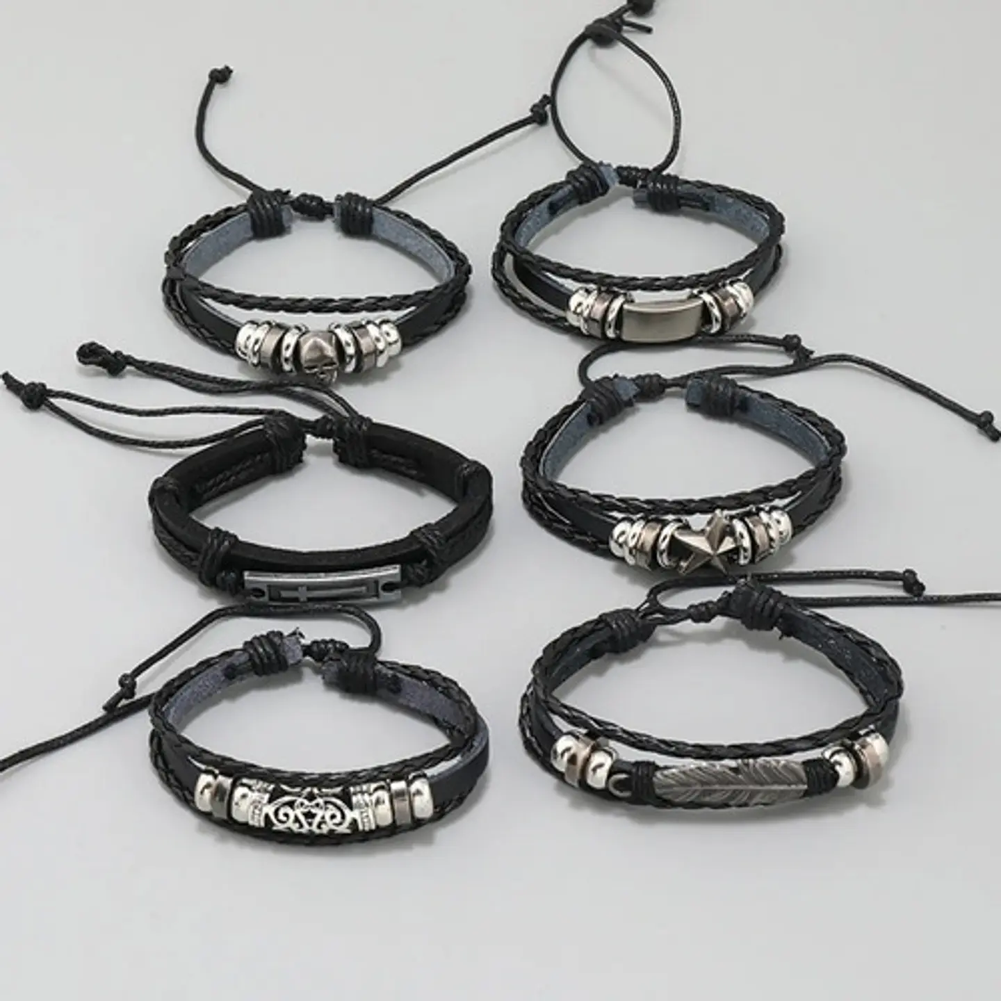 Pulsera Manillas Brazalete Cuero Genuino Skull Biker Hombre 18