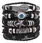 Pulsera Manillas Brazalete Cuero Genuino Skull Biker Hombre - Miniatura 21
