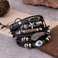 Pulsera Manillas Brazalete Cuero Genuino Skull Biker Hombre - Miniatura 26