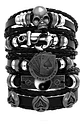 Pulsera Manillas Brazalete Cuero Genuino Skull Biker Hombre - Miniatura 28