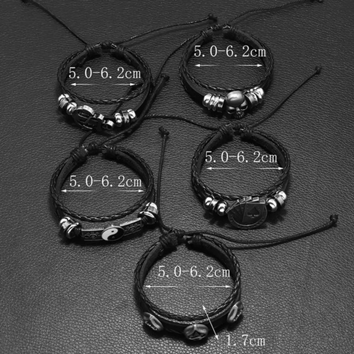 Pulsera Manillas Brazalete Cuero Genuino Skull Biker Hombre 30