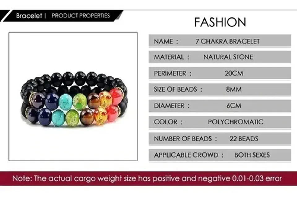 2 Unds Pulsera Manilla Piedras Naturales Chakra Hombre Mujer 2