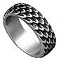 Anillo Argolla Escamas Dragon Color Plata De Acero Hombre - Miniatura 1