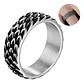 Anillo Argolla Escamas Dragon Color Plata De Acero Hombre - Miniatura 2