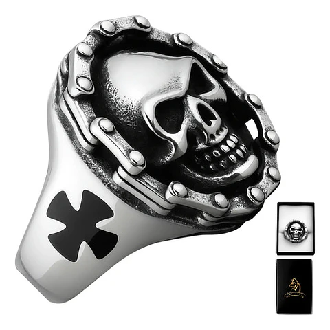 Anillo Biker Motociclista Craneo Calavera Color Plata Hombre