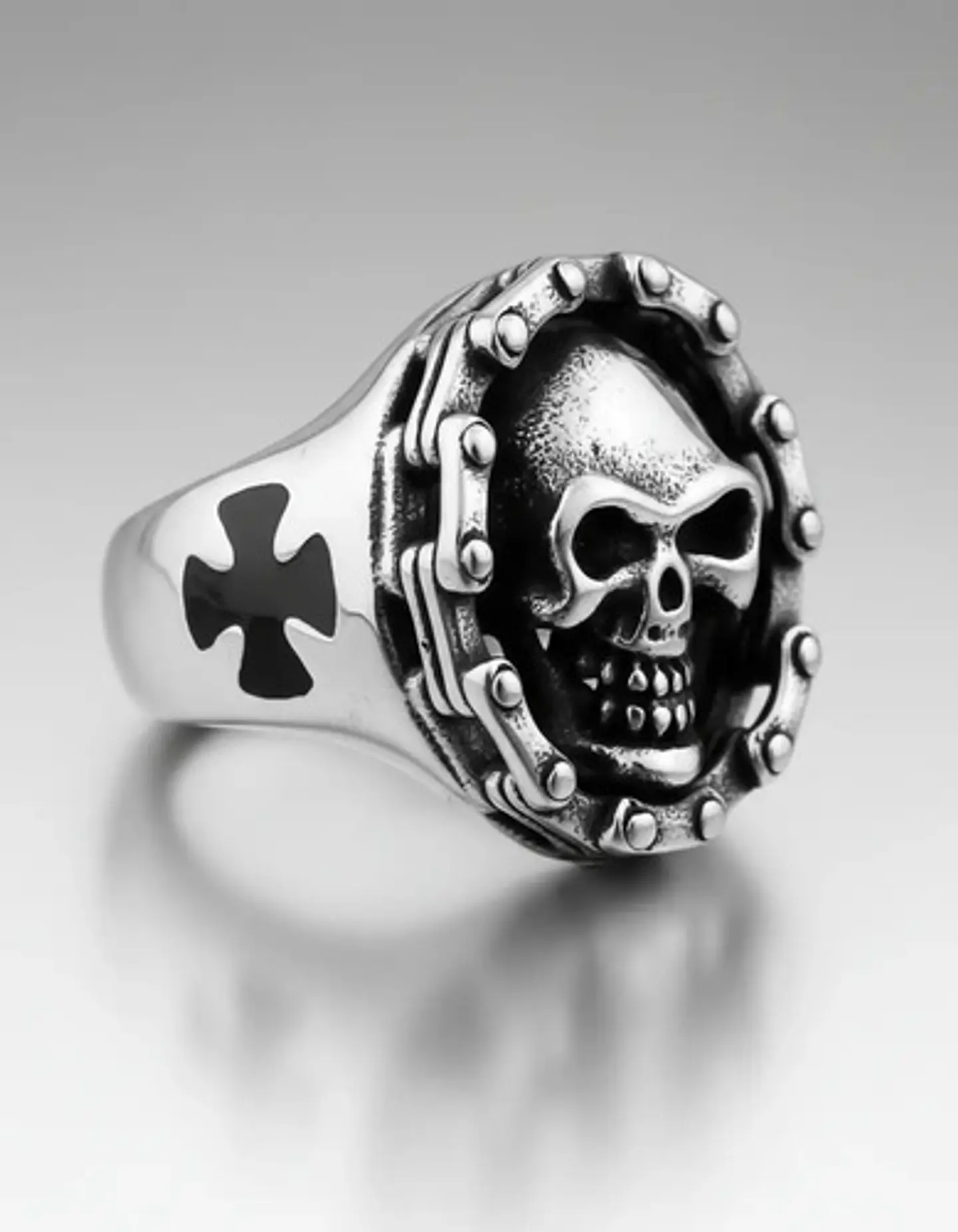 Anillo Biker Motociclista Craneo Calavera Color Plata Hombre 2