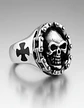 Anillo Biker Motociclista Craneo Calavera Color Plata Hombre - Miniatura 2