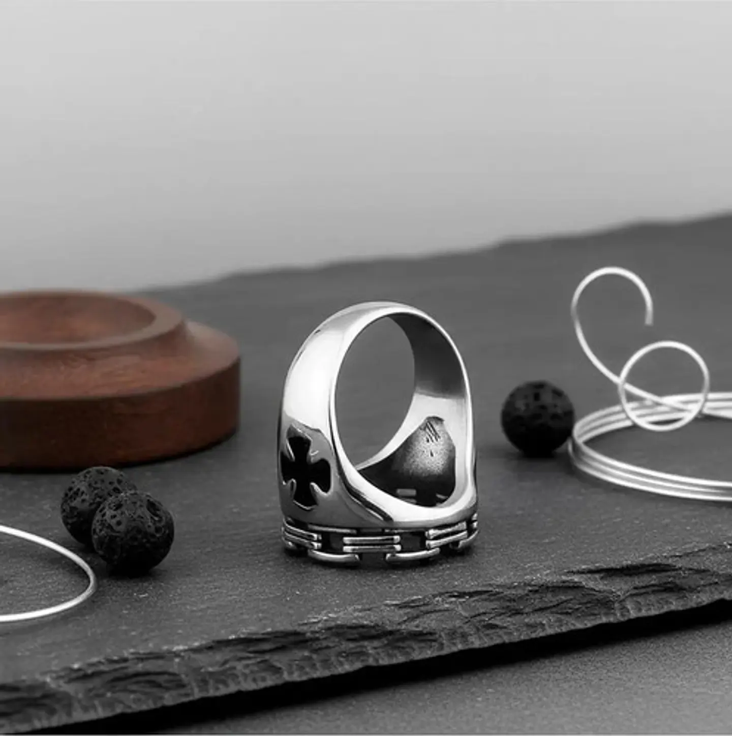 Anillo Biker Motociclista Craneo Calavera Color Plata Hombre 4