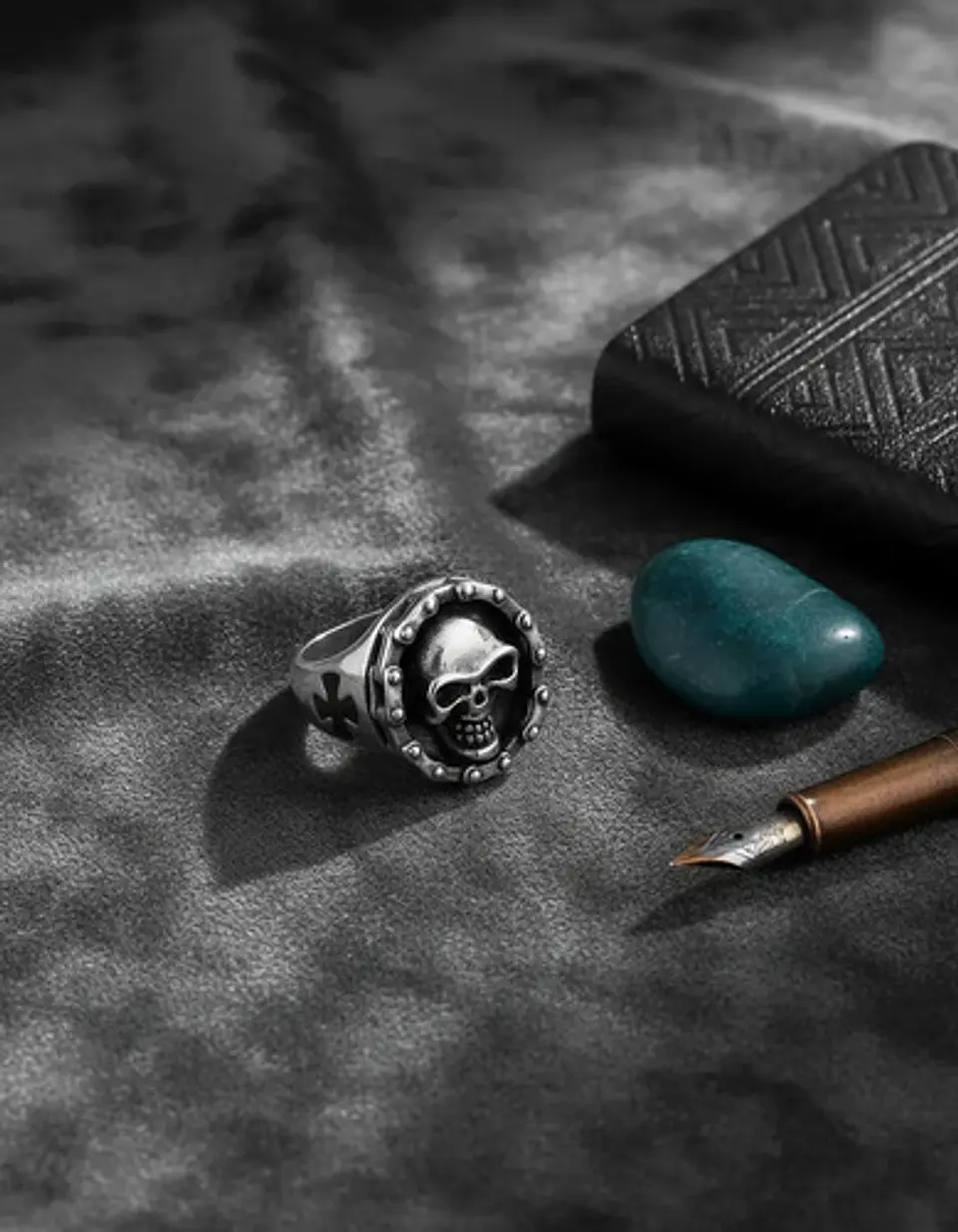 Anillo Biker Motociclista Craneo Calavera Color Plata Hombre 5