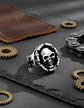 Anillo Biker Motociclista Craneo Calavera Color Plata Hombre - Miniatura 7