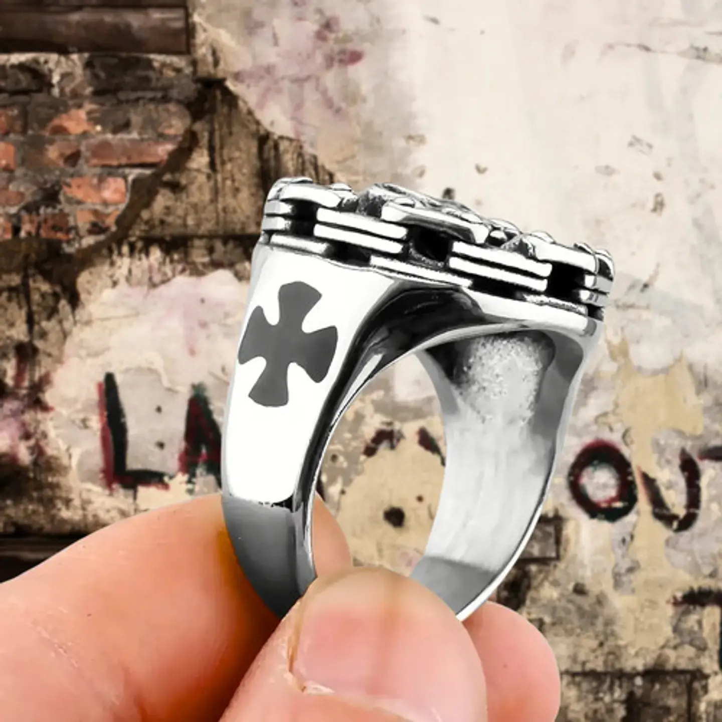 Anillo Biker Motociclista Craneo Calavera Color Plata Hombre 10