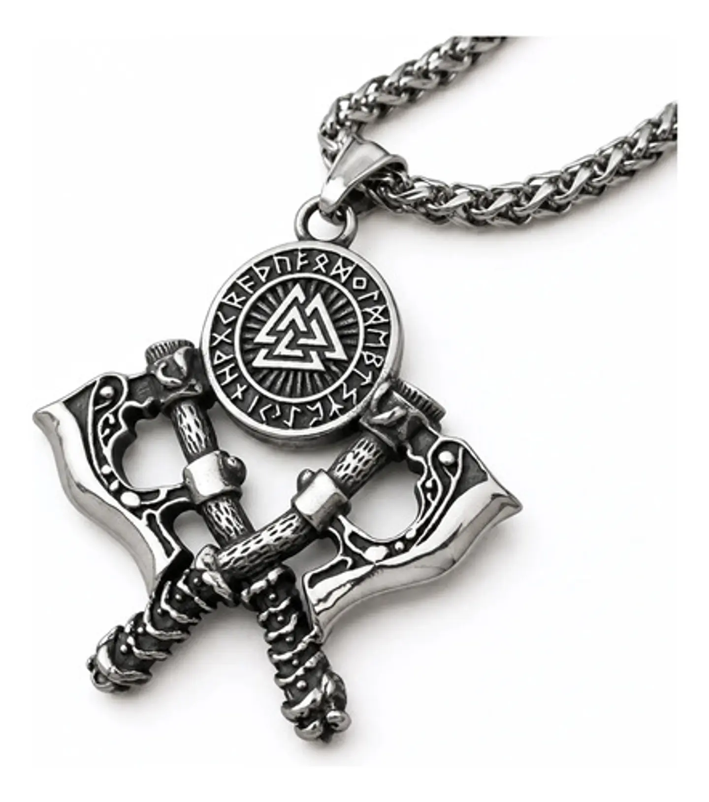 Collar Vikingo En Acero Para Hombre Dije Valknut 1
