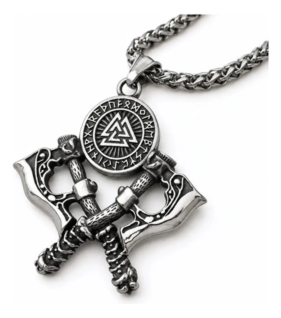 Collar Vikingo En Acero Para Hombre Dije Valknut 1