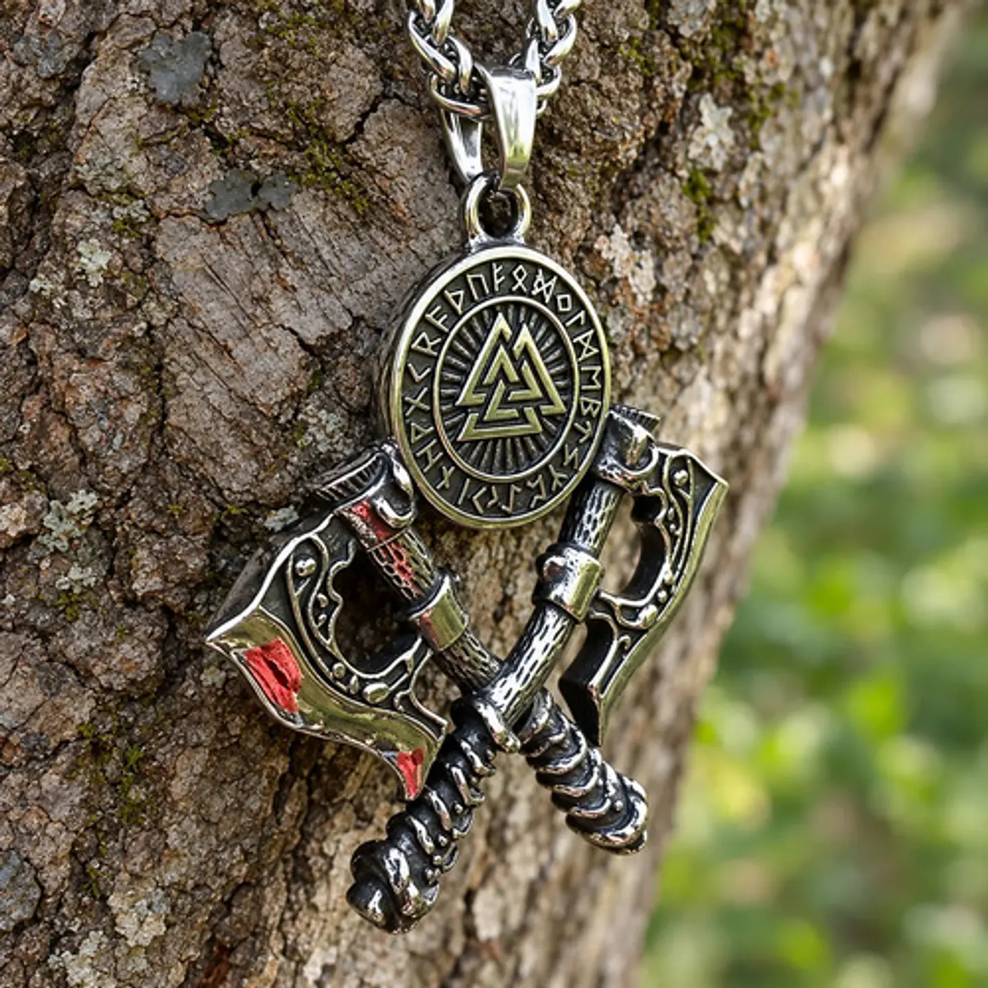 Collar Vikingo En Acero Para Hombre Dije Valknut 5