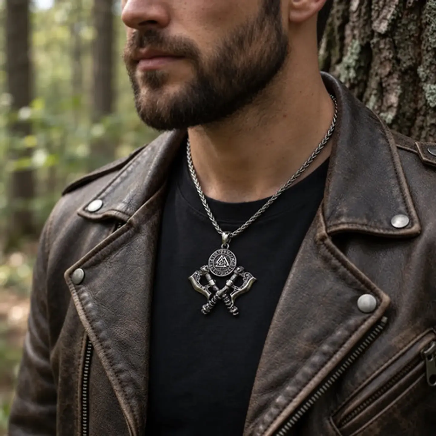 Collar Vikingo En Acero Para Hombre Dije Valknut 10