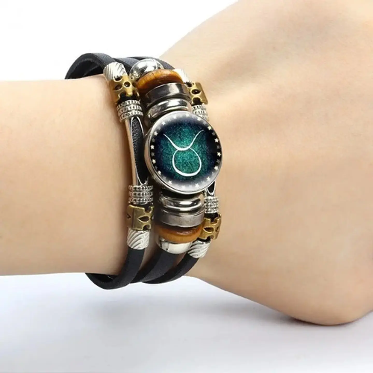 Pulsera Manilla Cuero Zodiacal Signo Zodiaco Hombre Y Mujer 2