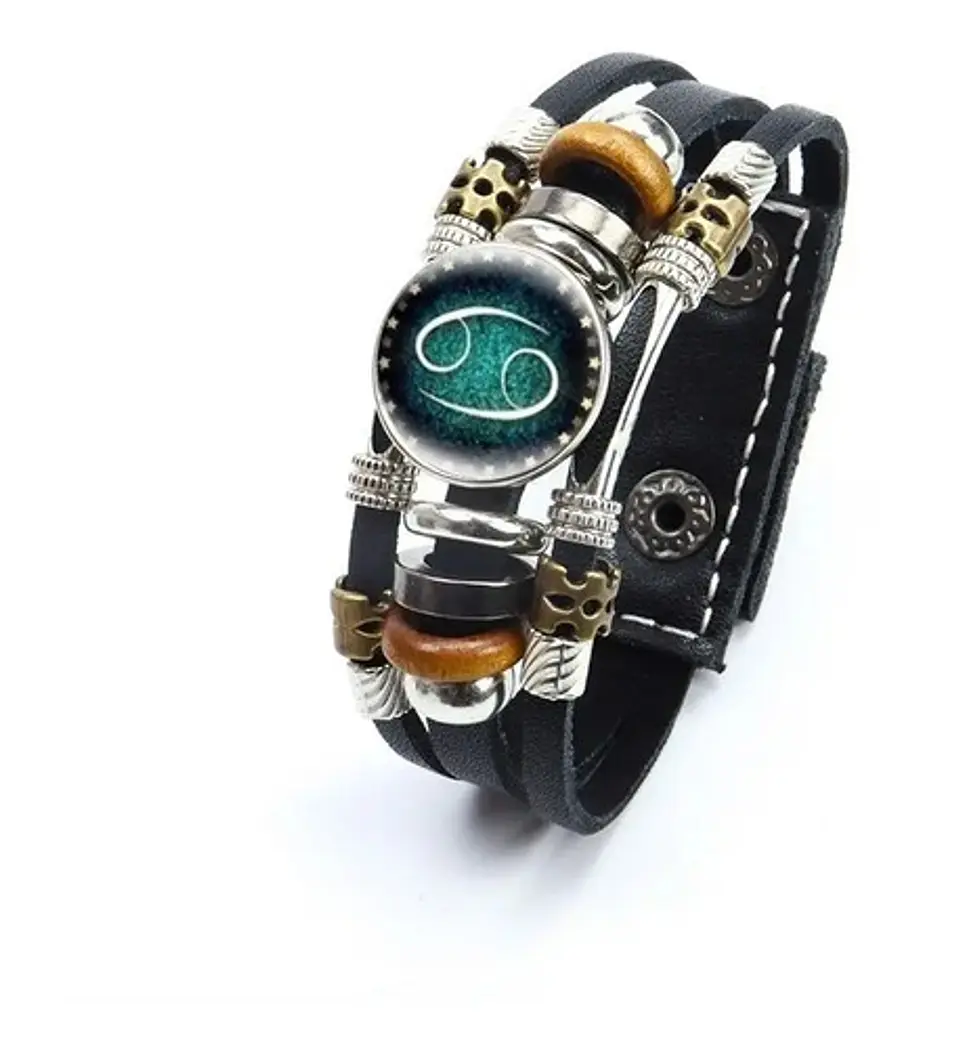 Pulsera Manilla Cuero Zodiacal Signo Zodiaco Hombre Y Mujer 6