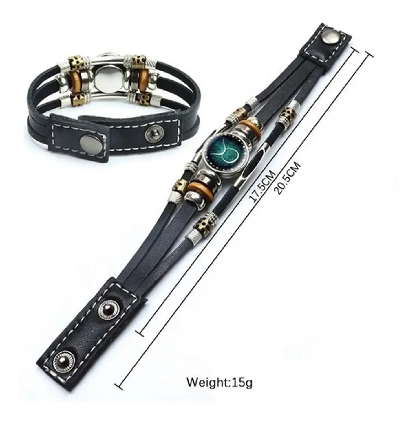 Pulsera Manilla Cuero Zodiacal Signo Zodiaco Hombre Y Mujer 7