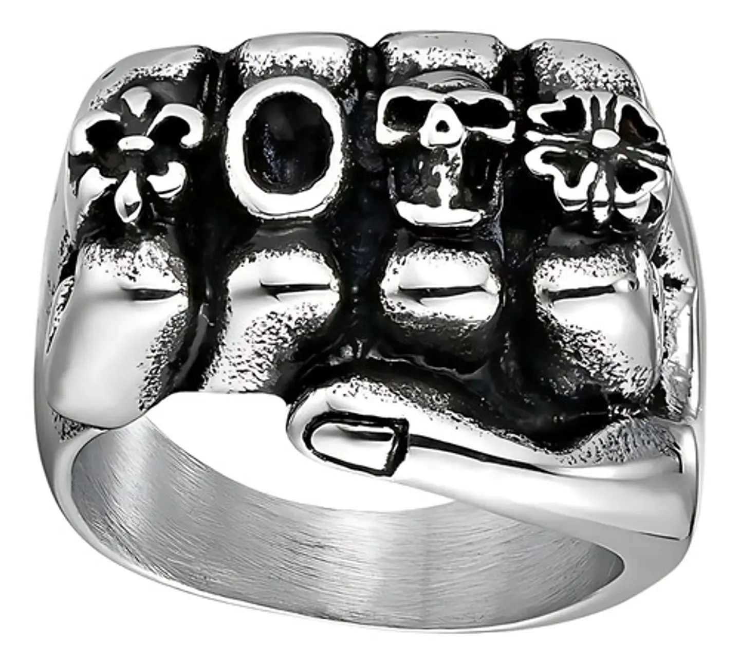 Anillo Puño Gótico Cráneo Calavera Acero Color Plata Hombre 2