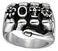 Anillo Puño Gótico Cráneo Calavera Acero Color Plata Hombre - Miniatura 2