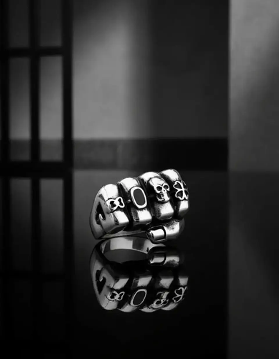 Anillo Puño Gótico Cráneo Calavera Acero Color Plata Hombre 9
