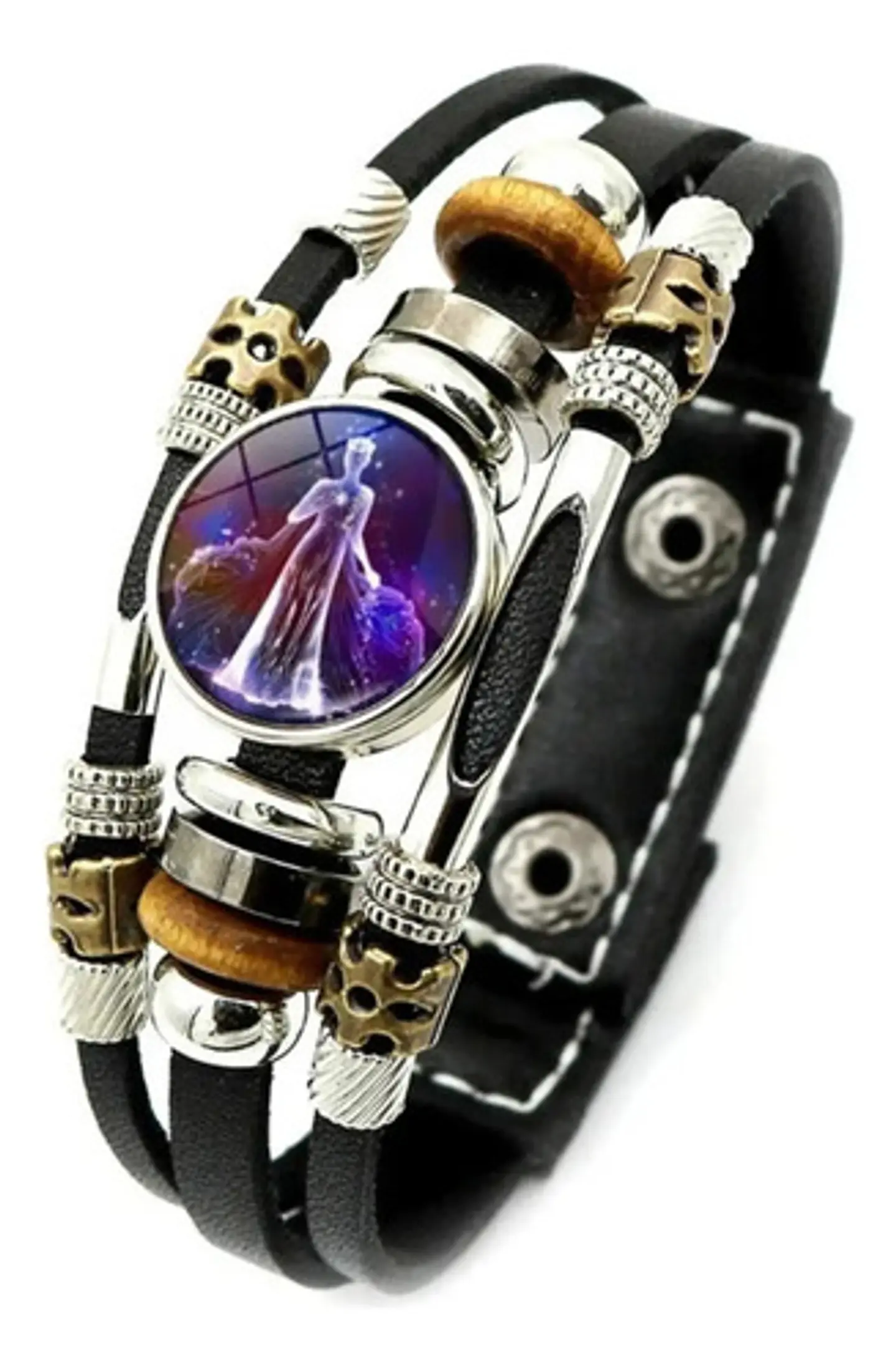 Pulsera Manilla De Cuero Signo Zodiaco Zodiacal Hombre Mujer 1